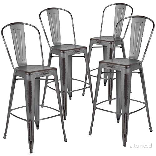 Flash möbel barhocker metall 4 Pack silvergrå 889142551980