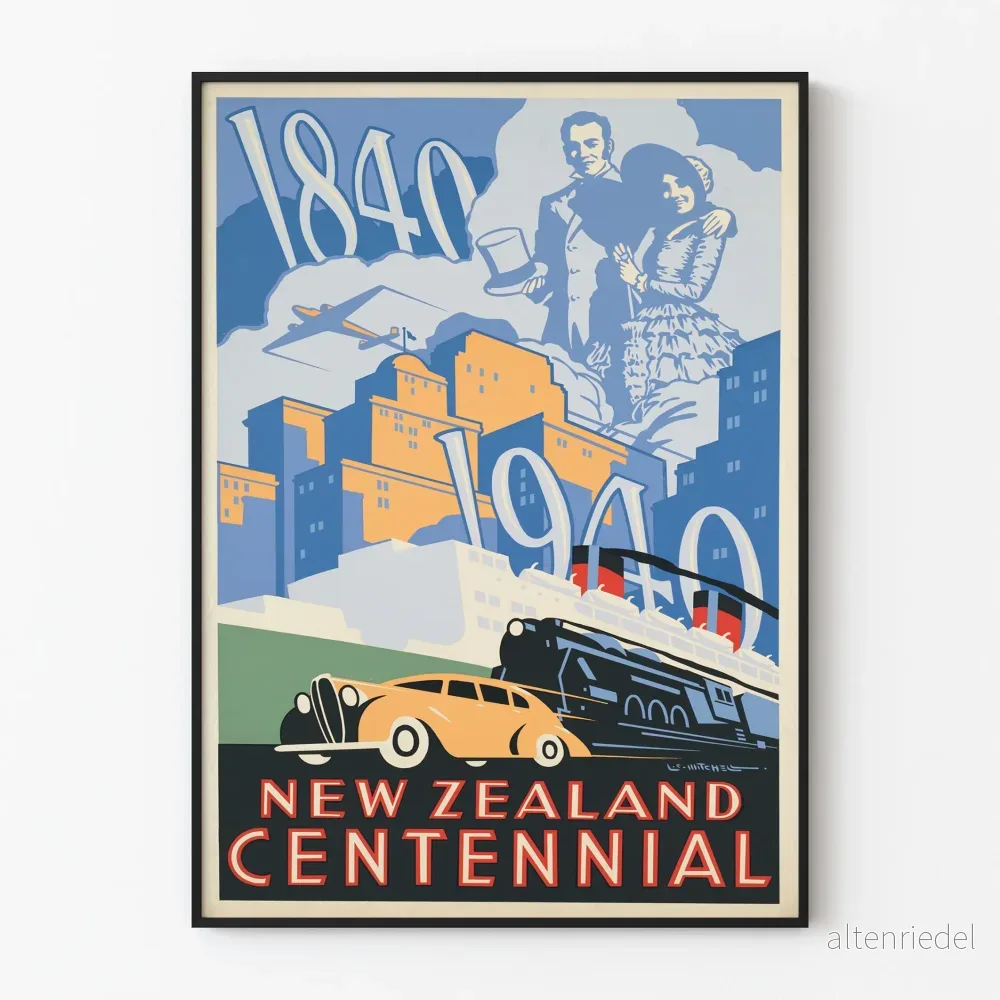 Vintageposter för Nya Zeelands centennial 1940 – väggdekoration