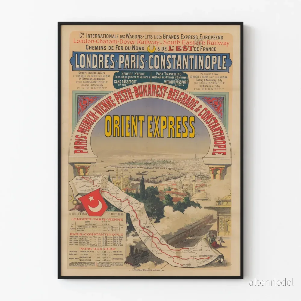 Vintageaffisch Orientexpressen London Paris Konstantinopel