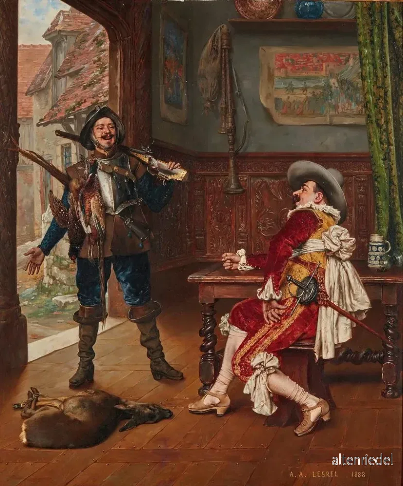 Målning Återvändande från jakt - Adolphe Alexandre Lesrel - Bild 2