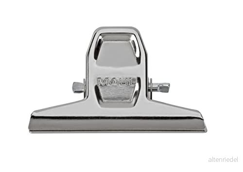 Maul Pappersklämma Maulpro, Bred Stängningsklämma 5,5 cm, Klämbredd 1,2 Mycket Stark Fjäder, Långtidstest, Vridstyv, För Upphängning, Silver 4002390075459