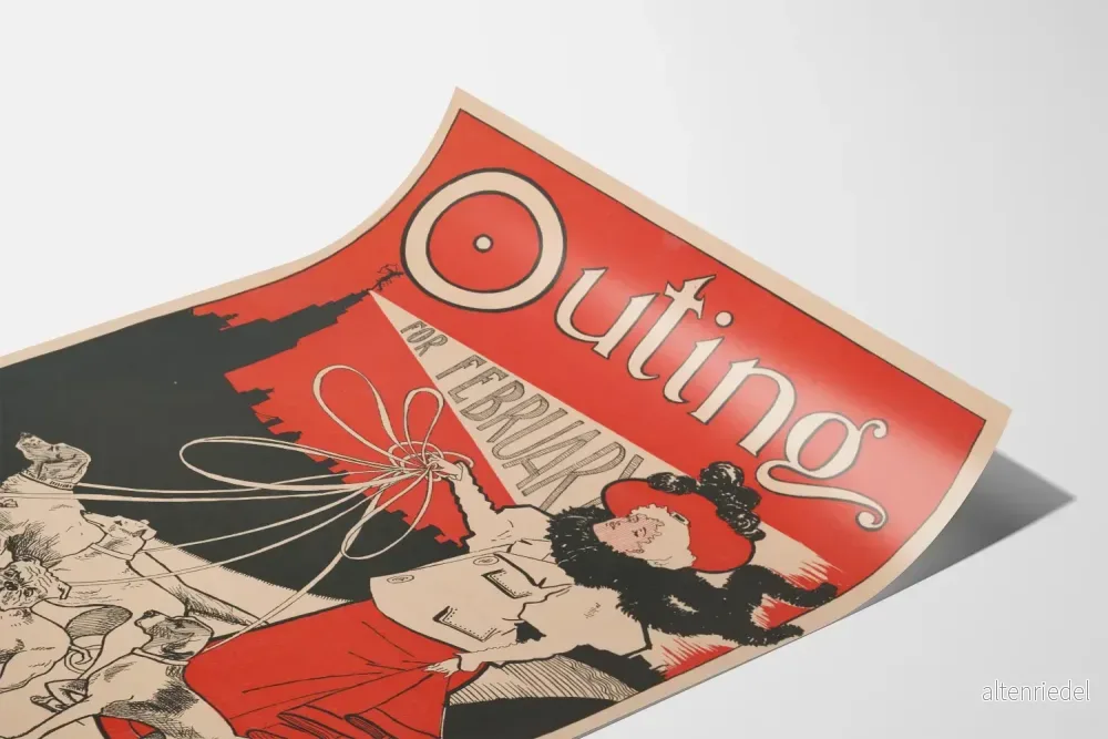 Vintageposter Outing för februari med kvinna och hundar - Bild 3