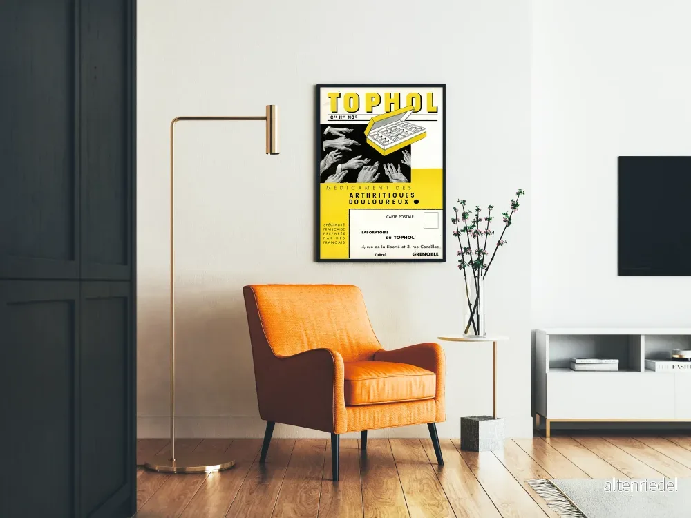 Vintage reklamposter för TOPHOL läkemedel för artritpatienter - Bild 2
