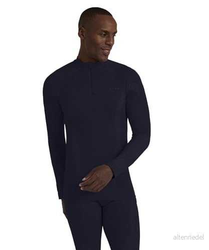 FALKE herr Baslager Ovandel Wool-Tech High Zip Neck M L/s Sh ull funktionsmaterial snabbtorkande 1 del, Blå Space Blue 6116, L 4067112090745