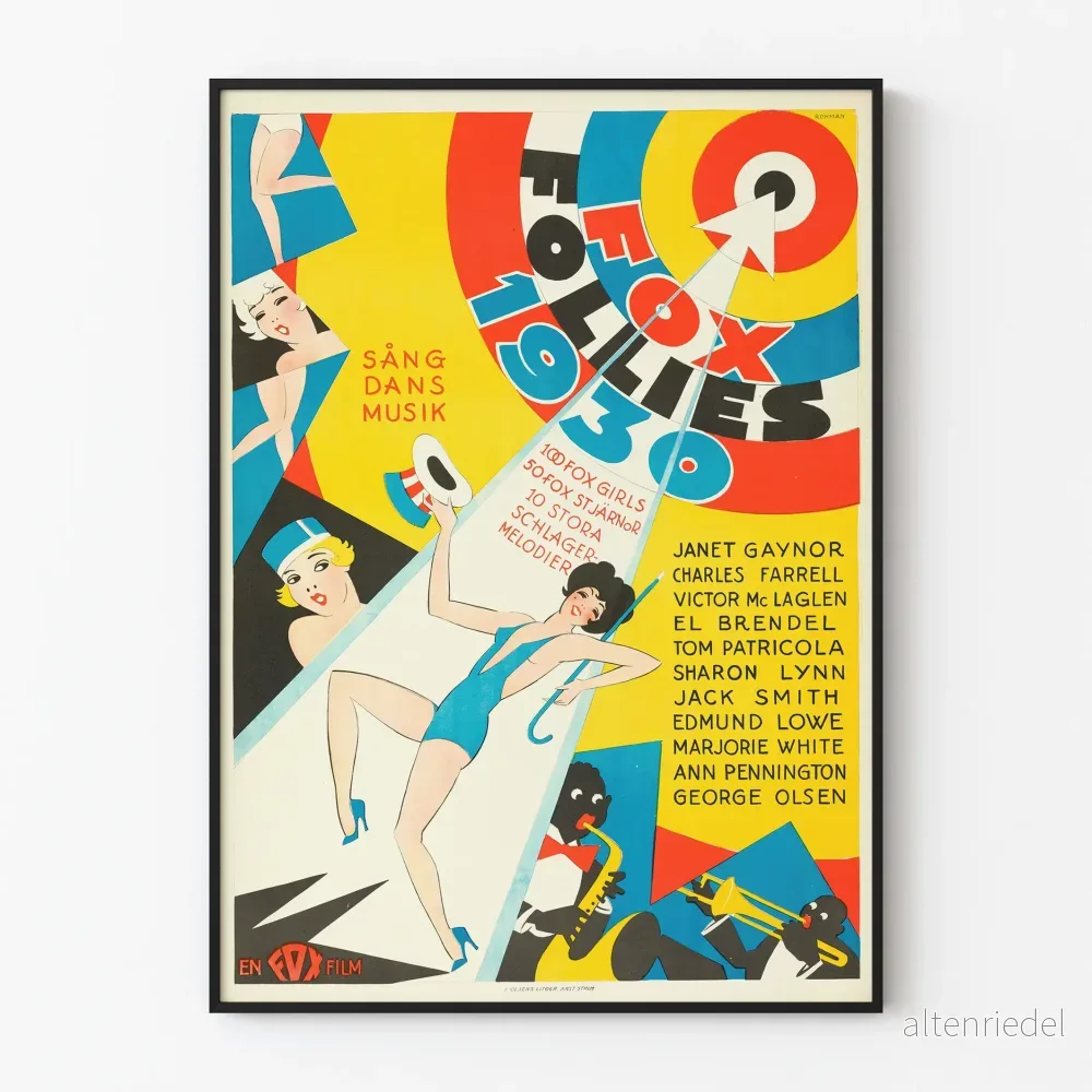Vintageposter Fox Follies 1930 - Färgglad retro väggdekoration