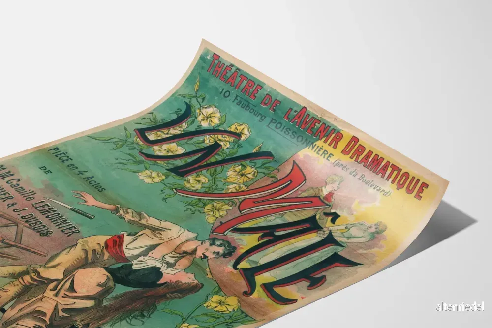 Gammal teaterposter Un Mâle - Vintage väggdekoration - Bild 3