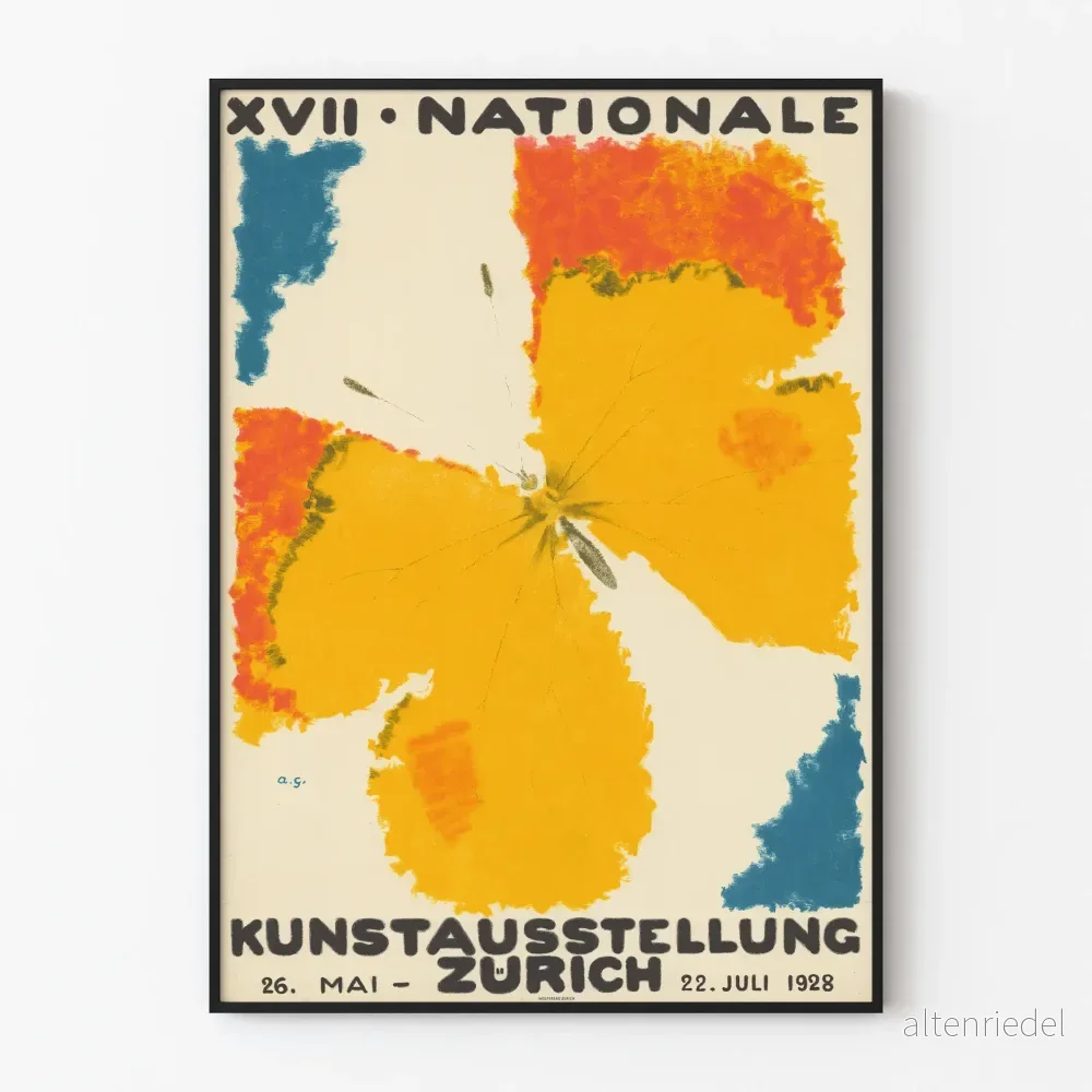 Vintageaffisch för konstutställning XVII Nationella Zürich 1928 Vintageaffisch för konstutställning XVII Nationella Zürich 1928