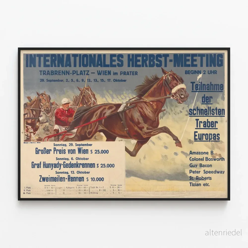 Vintage poster för travlopp i Wien – Internationella höstmeeting Vintage poster för travlopp i Wien – Internationella höstmeeting