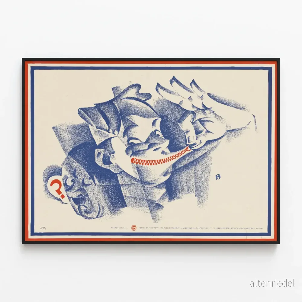 Vintageposter med blå och röda läppar zippad
