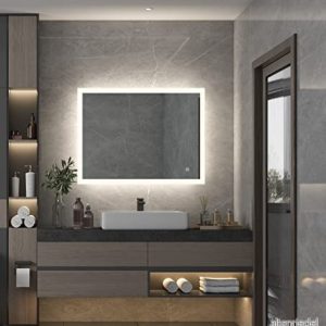 axentia spegel med LED-belysning, badrumsspegel touch, ca 70 x 60 3,5 cm 4005437296671