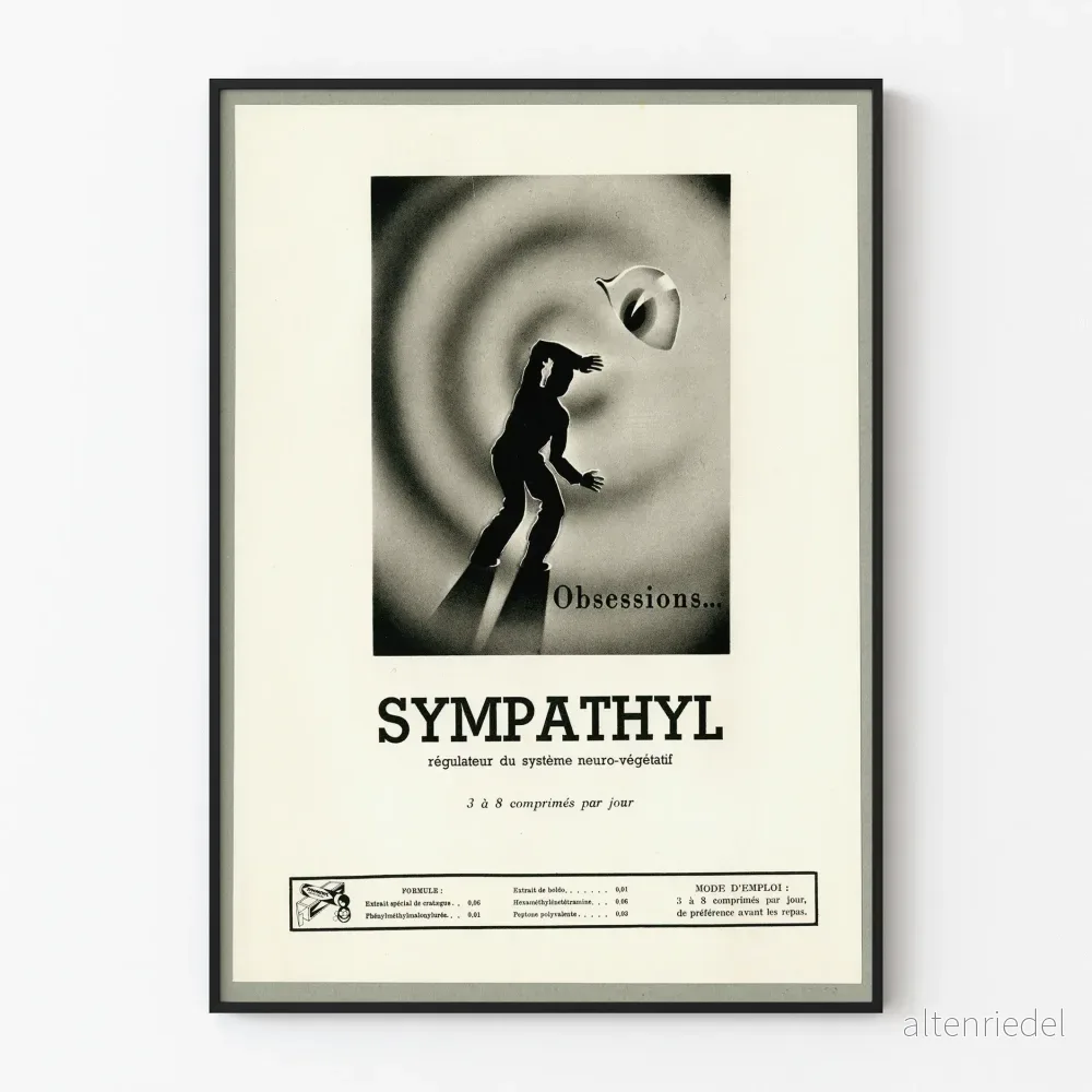 Vintage reklamposter för Sympathyl neurovegetativt regleringsmedel