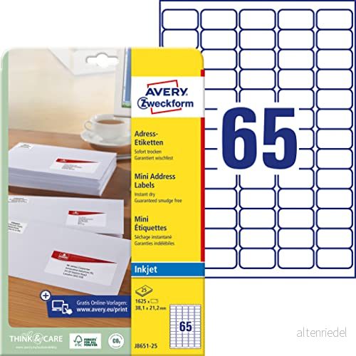 Avery Adressetiketter QD 38,1 x 21,2 mm - 1625 st 4004182236499