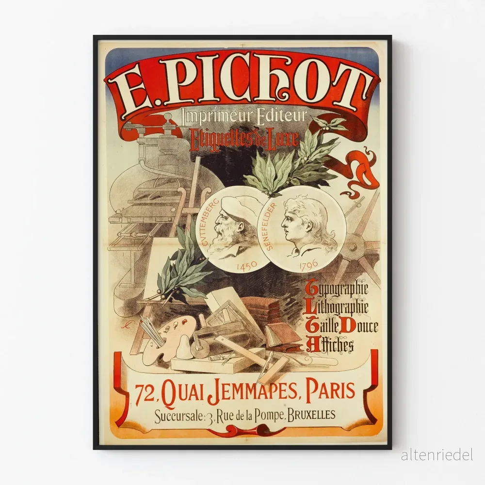 Vintage reklamposter E. Pichot tryckare lyxetiketter