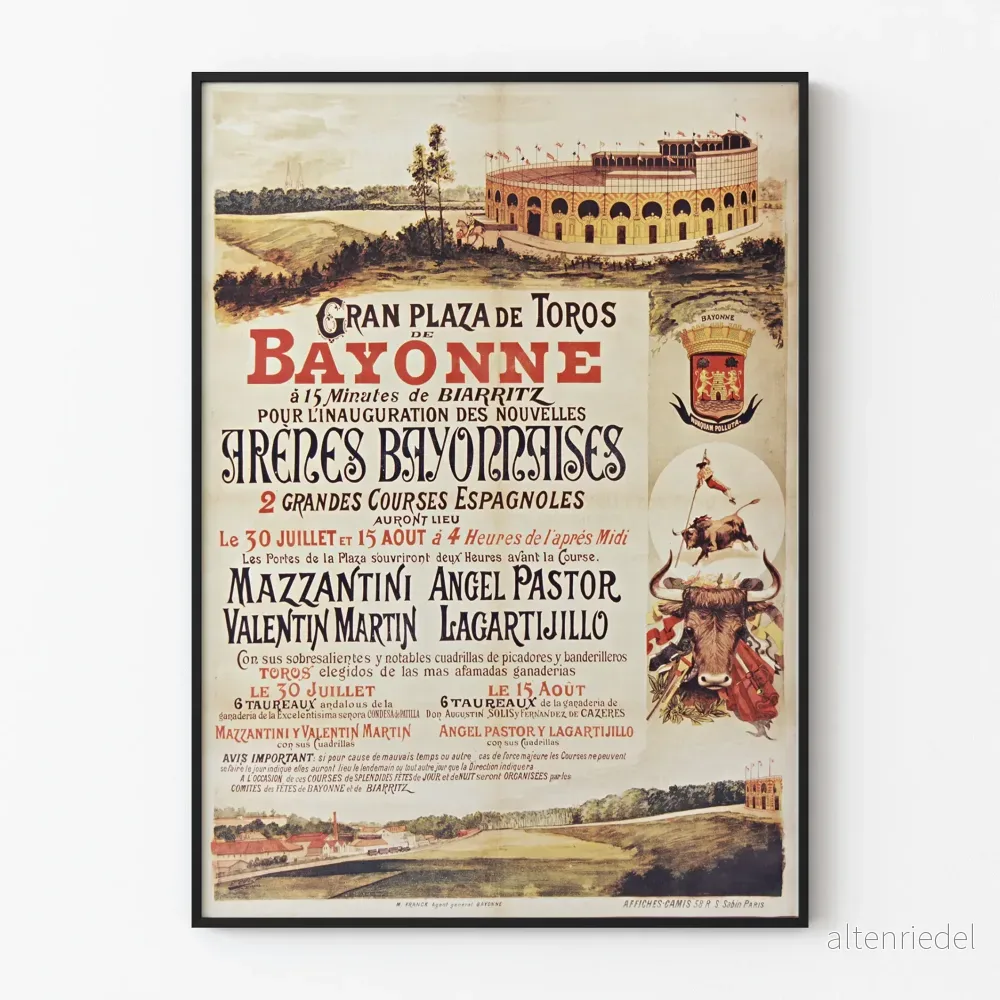 Vintageposter av Gran Plaza de Toros de Bayonne
