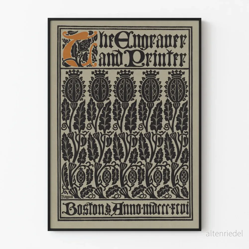 Vintage grafisk poster « The Engraver and Printer » för väggdekoration