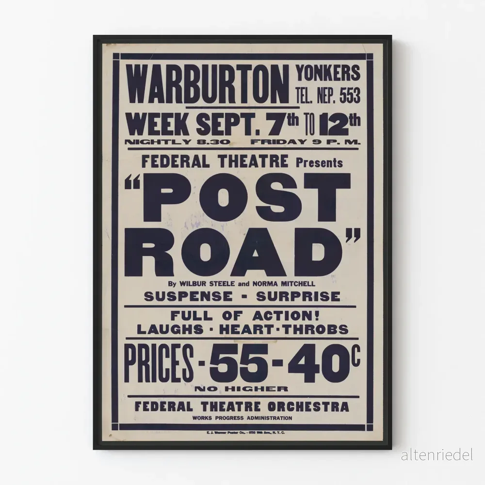 Vintage teaterposter « Post Road » Federal Theatre