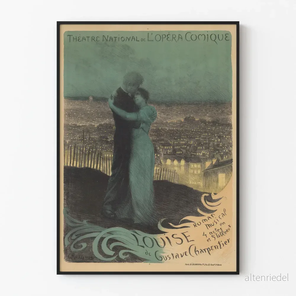 Vintageaffisch från Nationalteatern för Opera Komik - Louise av Gustave Charpentier
