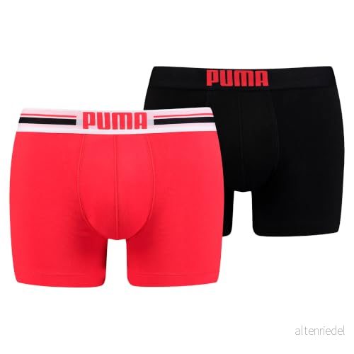PUMA herr Boxershorts Placed Logo Boxers, Röd / svart, L 8718824615899