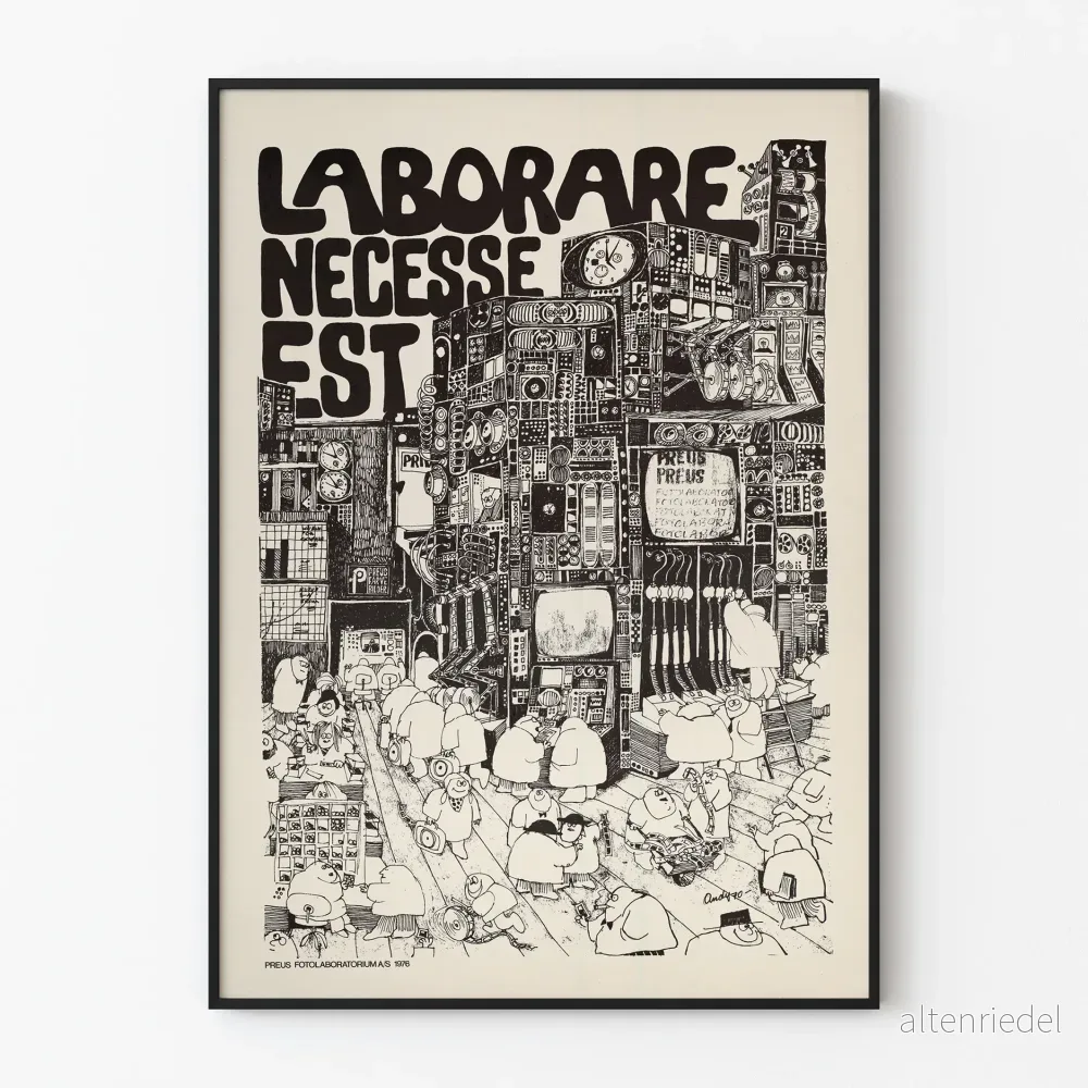 Serigrafiposter Laborare Necesse Est 1976