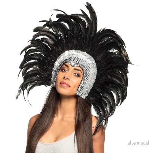 Boland Hårsmycken Go dansare, med svarta fjädrar, utarbetad huvudbonad, samba, magdansare, kostym, karneval, temafest 8712026004031