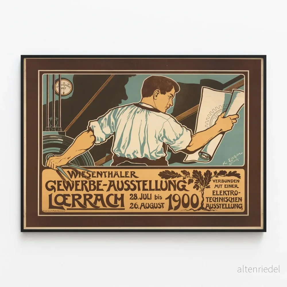Vintageposter Wiesenthäler Gewerbe-Ausstellung Loerrach 1900 Vintageposter Wiesenthäler Gewerbe-Ausstellung Loerrach 1900