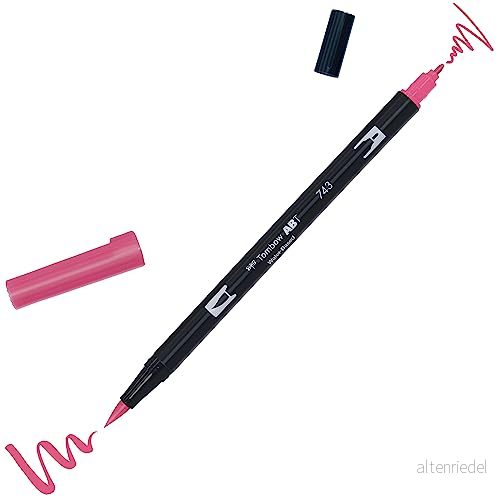 Tombow ABT 743 fiberpenna dubbel pensel penna med två spetsar, hot pink 4901991901931