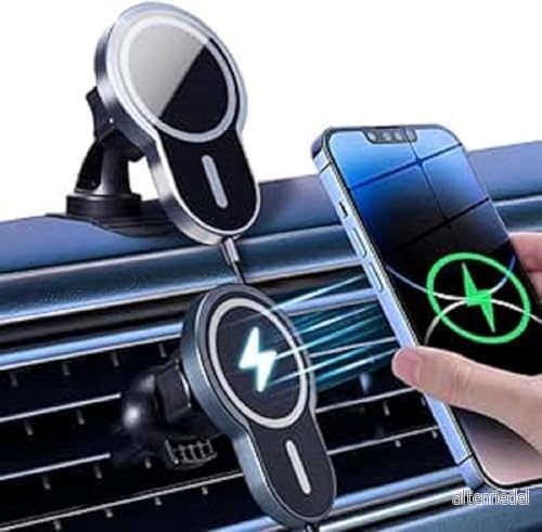 Carehabi induktiv laddningsstation bil svart 360 vridbar bilhållare 15 W laddning för iPhone 15/14/13 Huawei XiaoMi etc 9331791759831