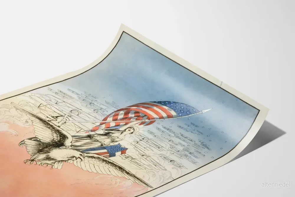 Vintageposter Forward America med amerikanskt flagga och örn - Bild 3