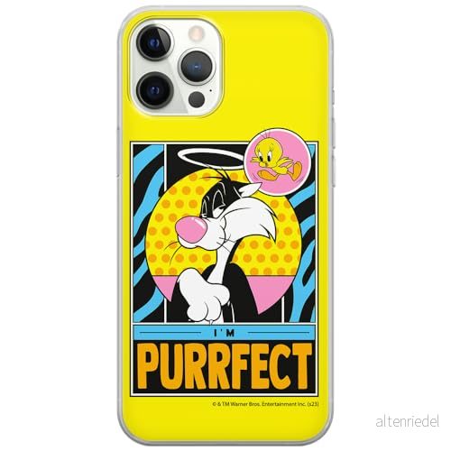 ERT GROUP mobiltelefonfodral för Iphone 12/12 PRO originalt och officiellt licensierat Looney Tunes mönster Sylvester & Tweety 006, fodral tillverkad av TPU plast 5905795125004