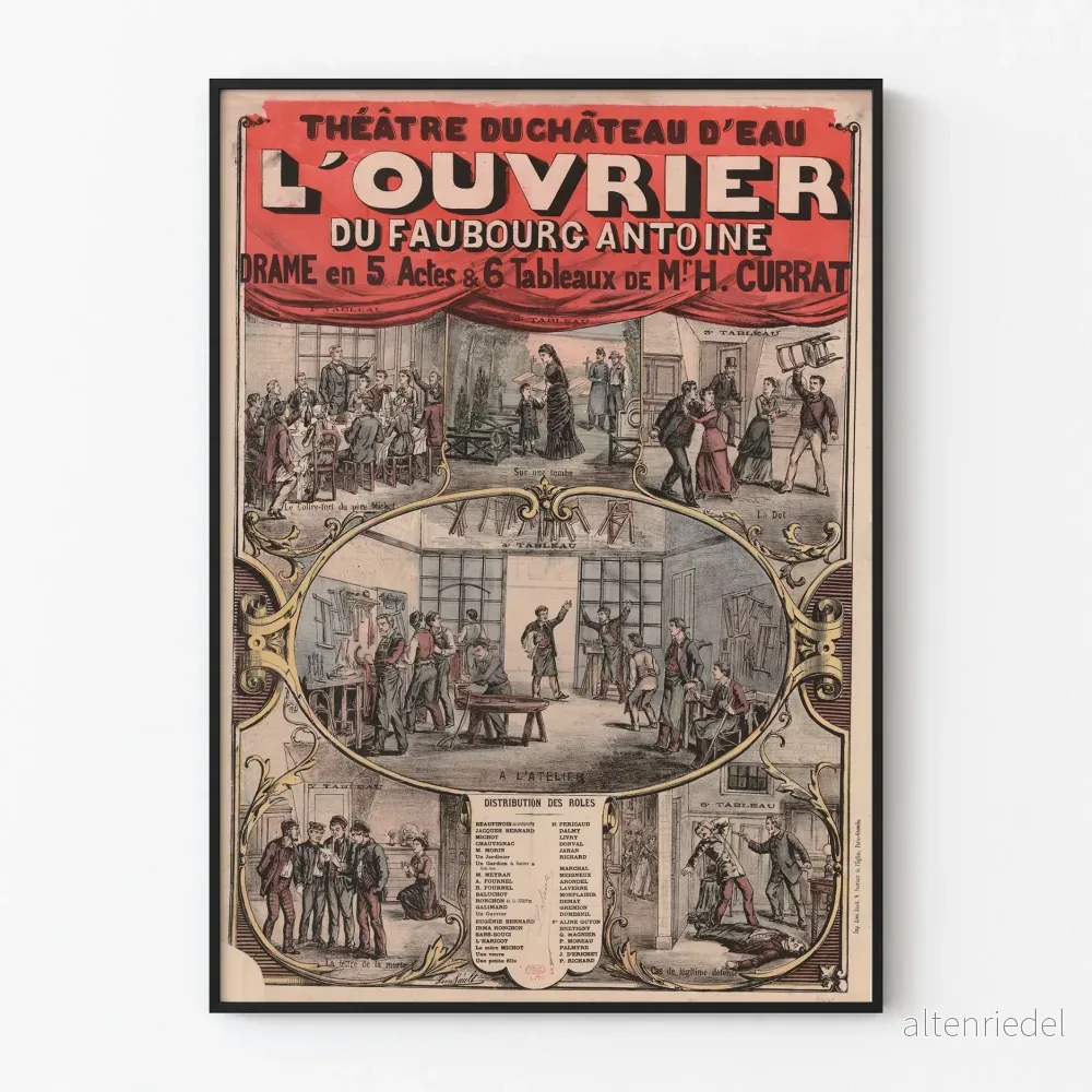 Affisch Teater L’Ouvrier du Faubourg Antoine – Drama i 5 akter