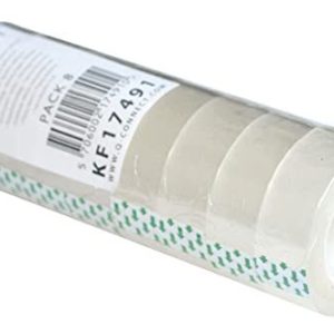 Q CONNECT KF17491 transparent självhäftande film tejp/8 rullar/18 mm x 30 m/för skola, hem och kontor 5706002174910