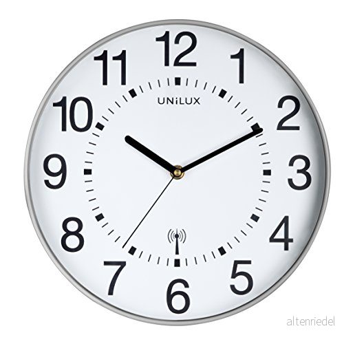 Unilux Trådlös Väggklocka Maxi Wave, 30 cm, Silvergrå 3595560024445