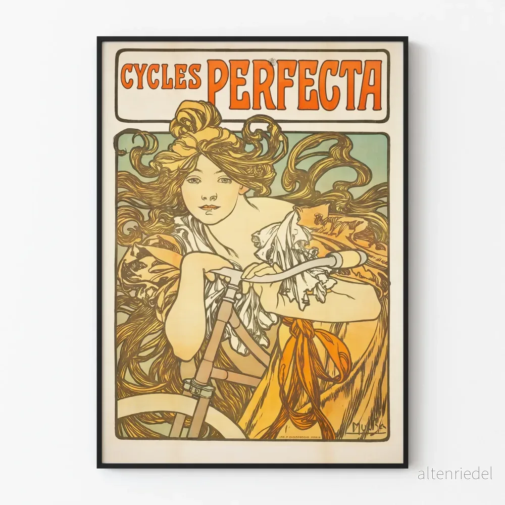Vintageposter Cycles Perfecta i jugendstil