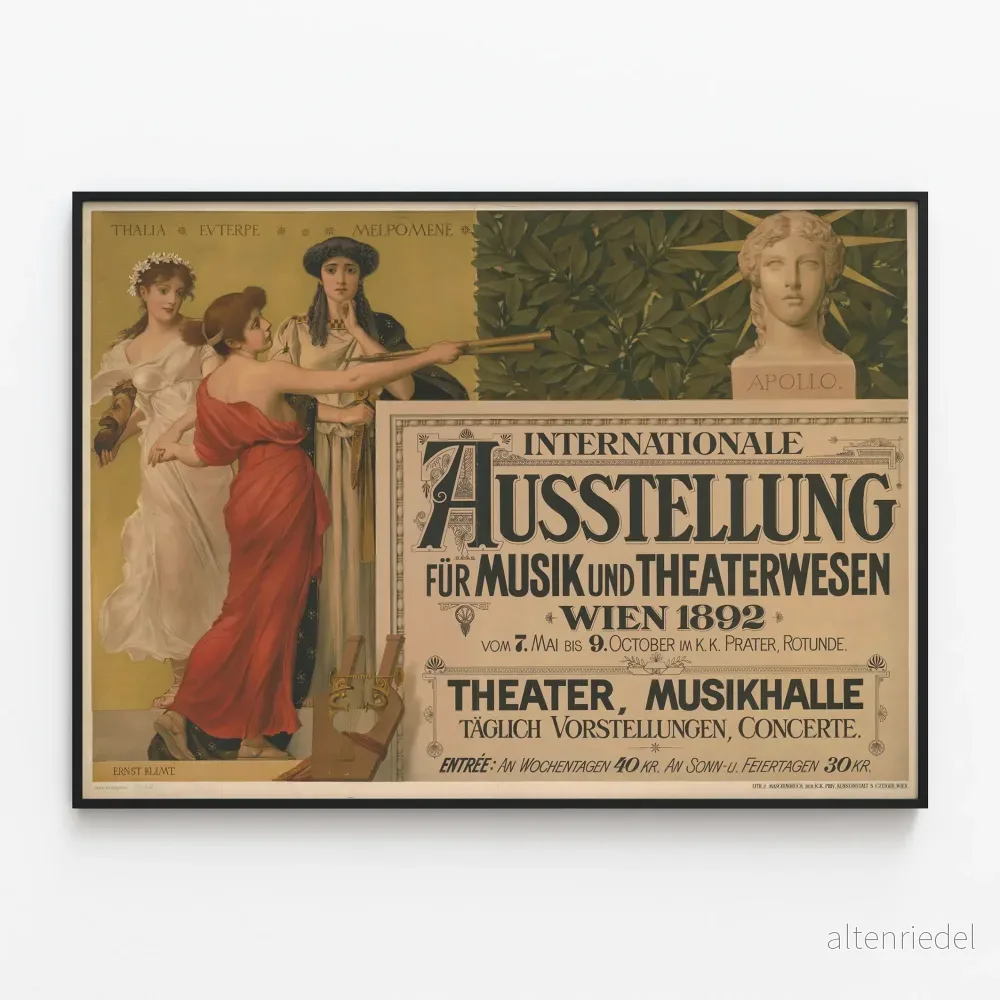 Vintageposter för Internationell utställning Musik och Teater Wien 1892 Vintageposter för Internationell utställning Musik och Teater Wien 1892