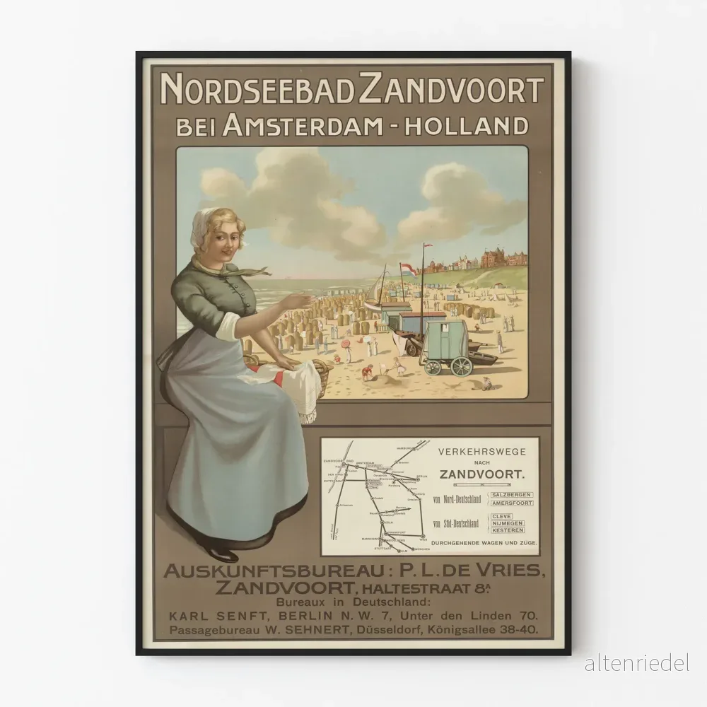 Vintageposter Nordseebad Zandvoort nära Amsterdam - Retro väggdekoration