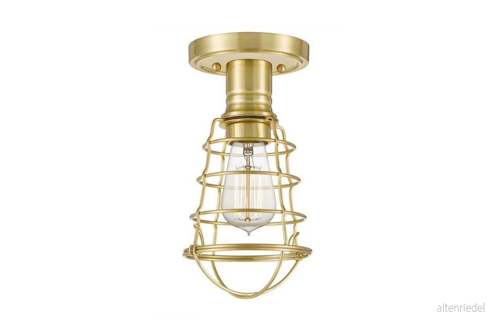 QUOIZEL Mixon taklampa med metallbur, borstad mässing 5024005595014