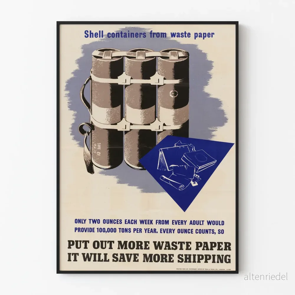 Vintageposter om återvinning av papper och minskning av avfall