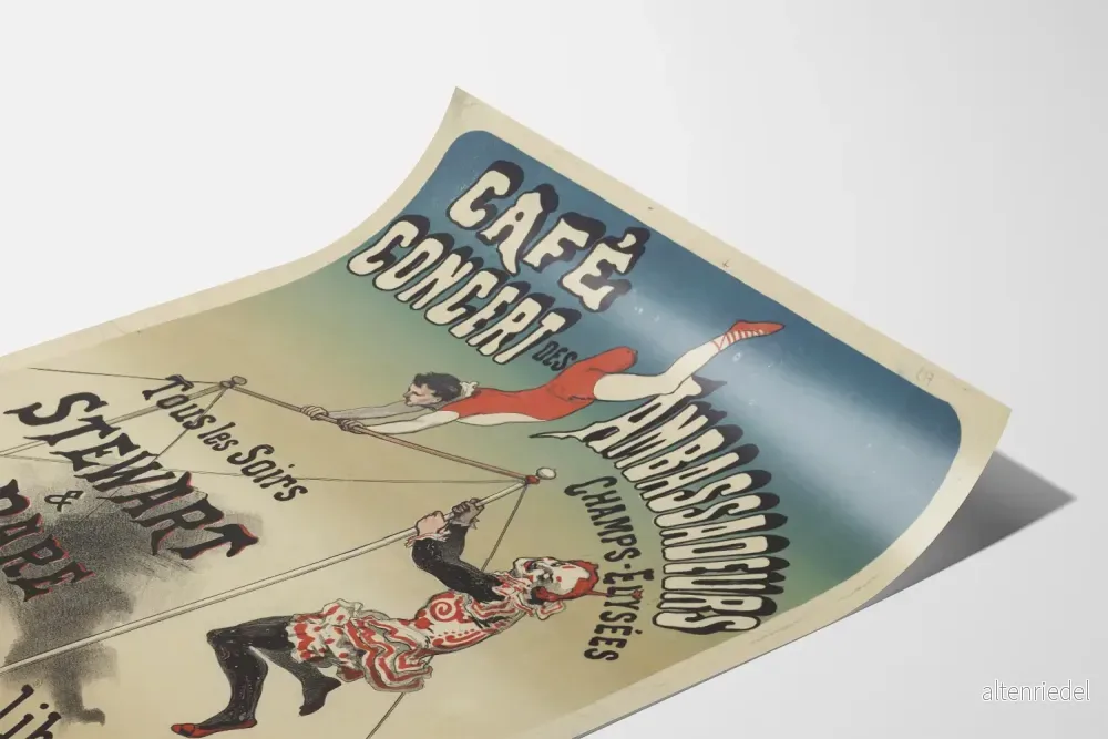Vintageposter för Café Concert des Ambassadeurs med akrobater Stewart & H. Dare - Bild 3