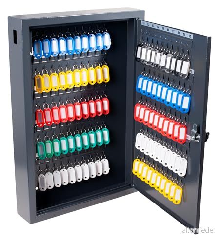 Pavo Deluxe Nyckellåda/skåp, 100 krokar med sidonyckelinkast, mörkgrå, 8047222 8717448047222