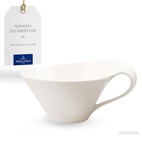 Villeroy & Boch Newwave tekopp med handtag, vit, diskmaskinssäker, mikrovågsugnssäker, speciella tekoppar, kaffemugg, kaffekopp, varm dryckesmugg för te, premium porslin 4003686163348