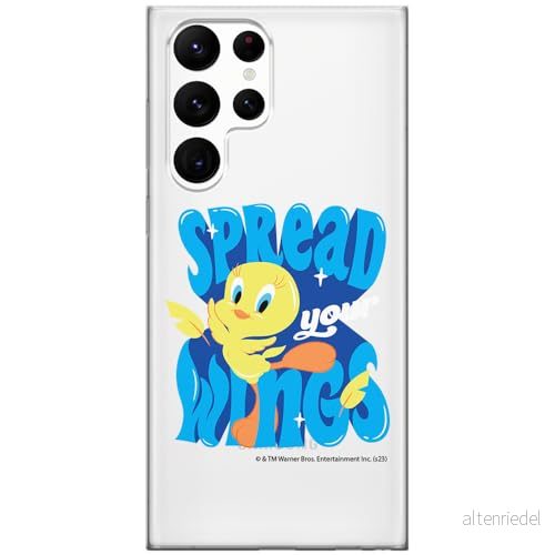 ERT GROUP mobiltelefonfodral för Samsung S22 ULTRA originalt och officiellt licensierat Looney Tunes mönster Tweety 014 optimalt anpassad till formen på mobiltelefonen, gedeeltelijk transparant 5905795096731