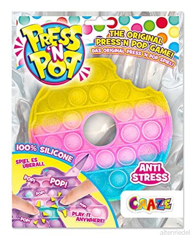 Craze PressNPop Press N POP Girly Donut Fidget leksak sensorisk anti stress för barn och vuxna bubbell set färgglada motiv 37096, vackra färgkombinationer 4059779037096