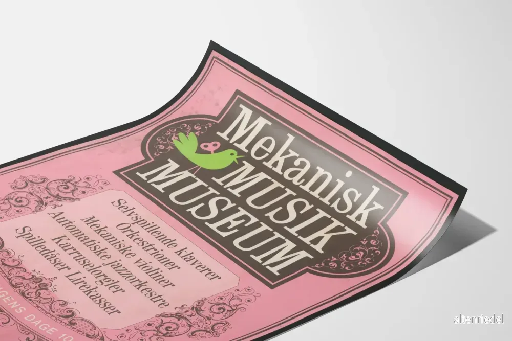 Vintageaffisch från Musikmuseet med mekanisk musik – Retro väggdekoration - Bild 3