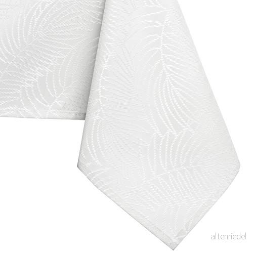 AmeliaHome bordsduk, 140 x 240 cm fläckskydd, lotuseffekt, tvättbar, vattenavvisande, ornament Gaia vit 4251525483229