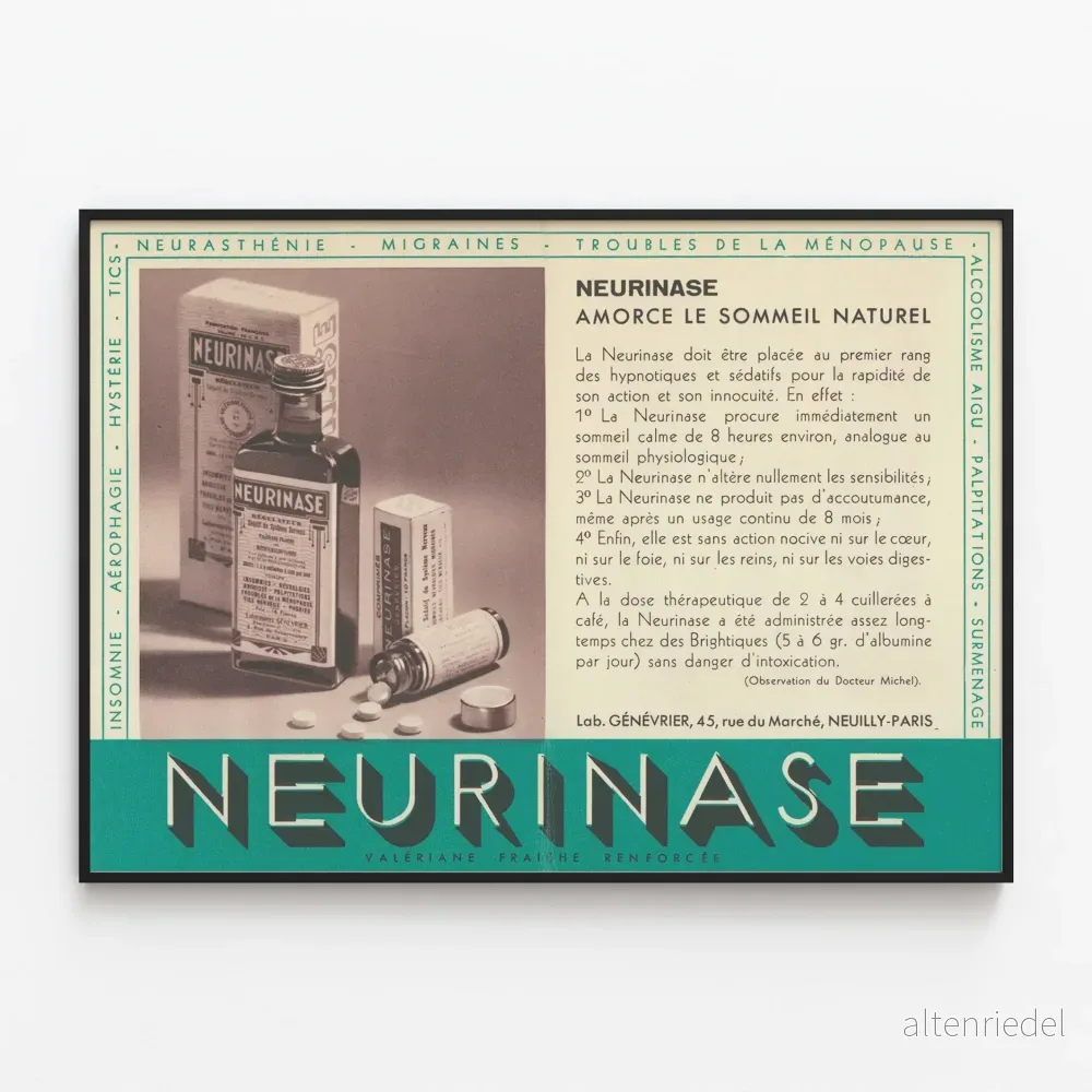 Vintageposter Neurinase – Retro apoteksväggdekoration Vintageposter Neurinase – Retro apoteksväggdekoration