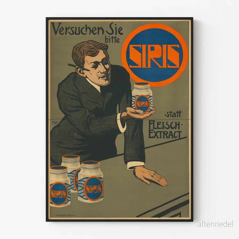 Vintage reklamposter för Siris köttextrakt