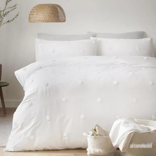 Appletree påslakanset med vita prickar dubbel sängstorlek (200 x 200 cm) sängkläder 2 örngott fläckar/prickar påslakan supermjukt 100% bomull 5055161643721