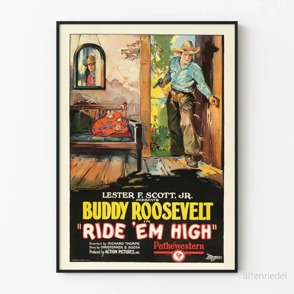 Vintage västernposter Ride 'Em High Buddy Roosevelt