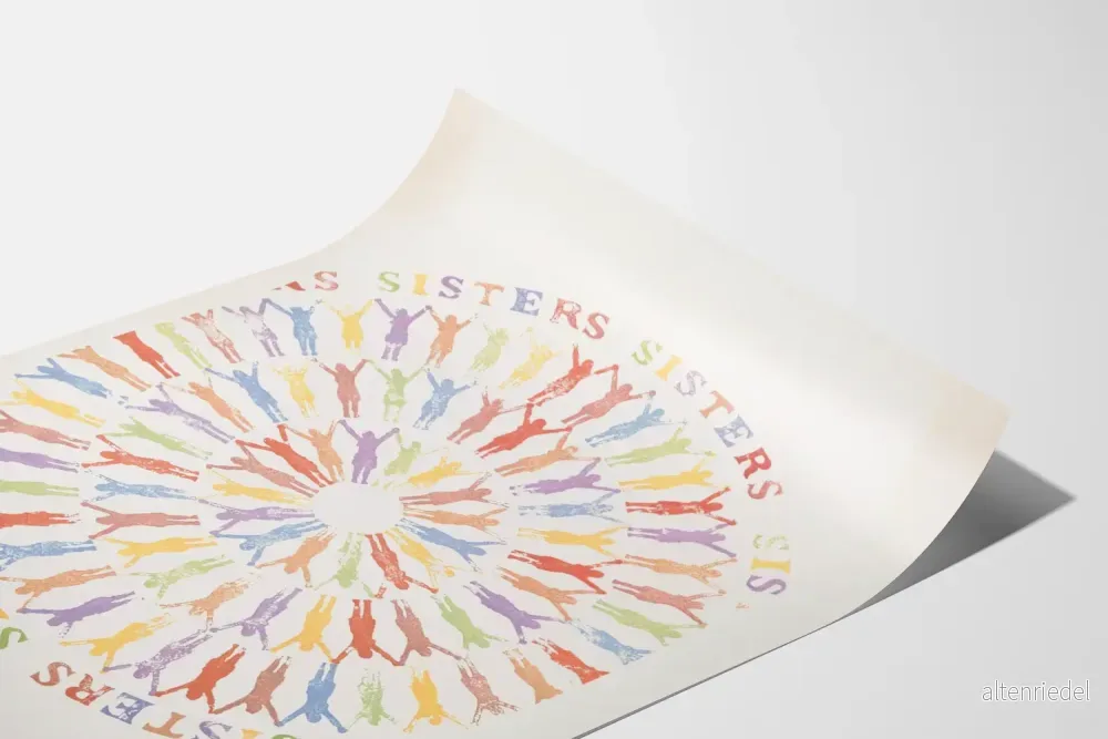 Poster med färgglada systrar och cirklar av kvinnliga figurer - Bild 3