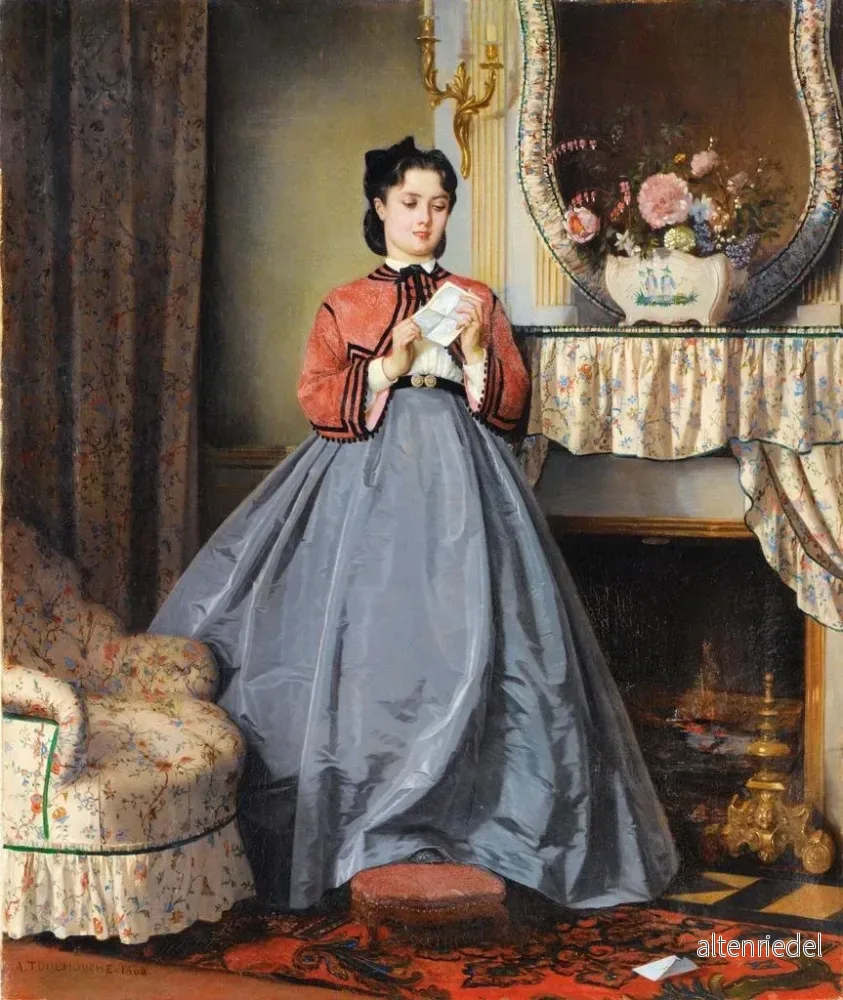 Målning La Lettre d'amour - Auguste Toulmouche - Bild 2